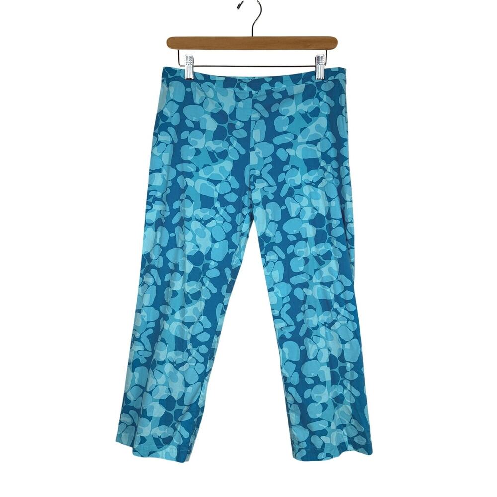 Vintage BCBG Max Azria Capri Pants Cotton Blue Abstract Print Size 8 Y2K Retro